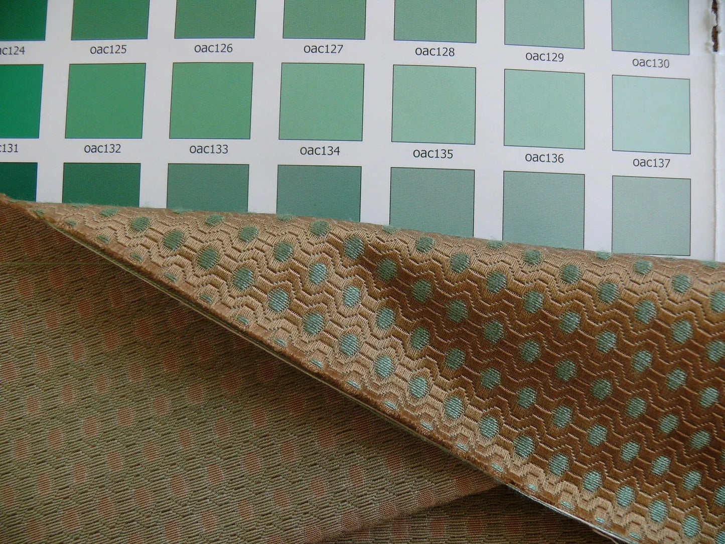 By Yd Brunschwig &amp; Fils Calisson Aqua Green Copper Mini Dot Silk Jacquard