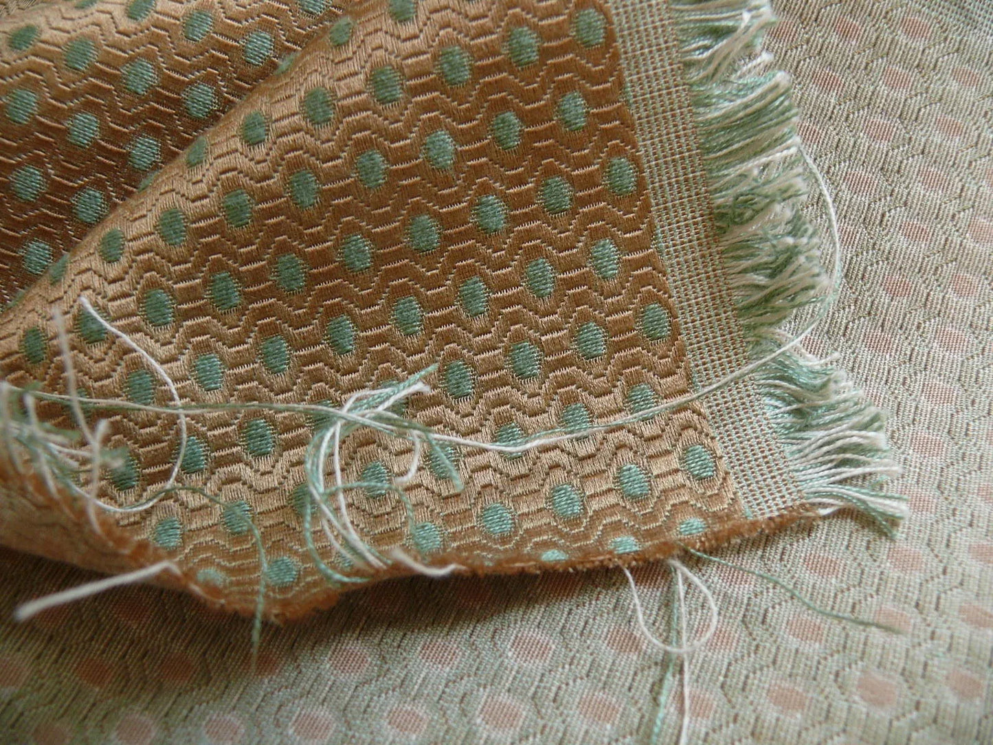 By Yd Brunschwig &amp; Fils Calisson Aqua Green Copper Mini Dot Silk Jacquard