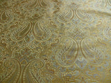 100% Silk Lampas Small Jewelled Paisley "goldspun" Gold Blue Brown