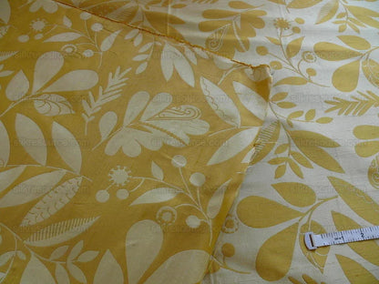 100% SILK DAMASK FAIRY TALE TREE OF LIFE "YELLOW" GOLD BTY