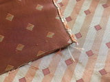 100% Silk Lampas Diamond Dot "redwood" Red Maroon Pink Khaki  Stripe Reversible