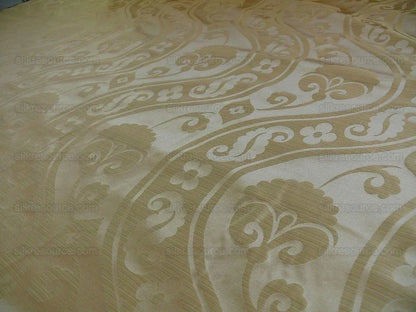 100% Silk Damask Peony River - Gold Dust Yellow Cream High End