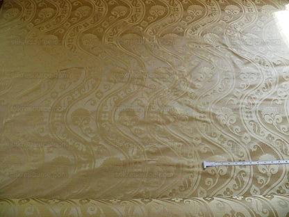 100% Silk Damask Peony River - Gold Dust Yellow Cream High End