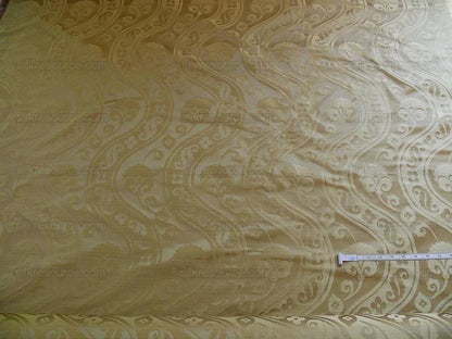 100% Silk Damask Peony River - Gold Dust Yellow Cream High End
