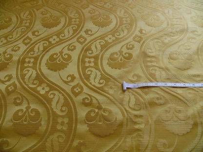 100% Silk Damask Peony River -  Curry Gold