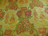 100%silk Lampas Madame Butterfly "flora" Green Red Gold Opera