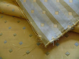 100% Silk Lampas Diamond Dot "aspen" Yellow Blue Green  Stripe Reversible