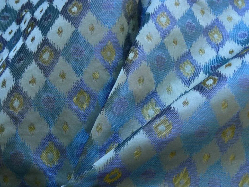 HiEND 100%SILK LAMPAS "SAPPHIRE" BLUE DIAMOND HARLERQUIN BTY