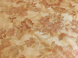 RM COCO 100% SILK LAMPAS AUTUMN TRI-LEAF FLOWER "CINNAMON" BROWN