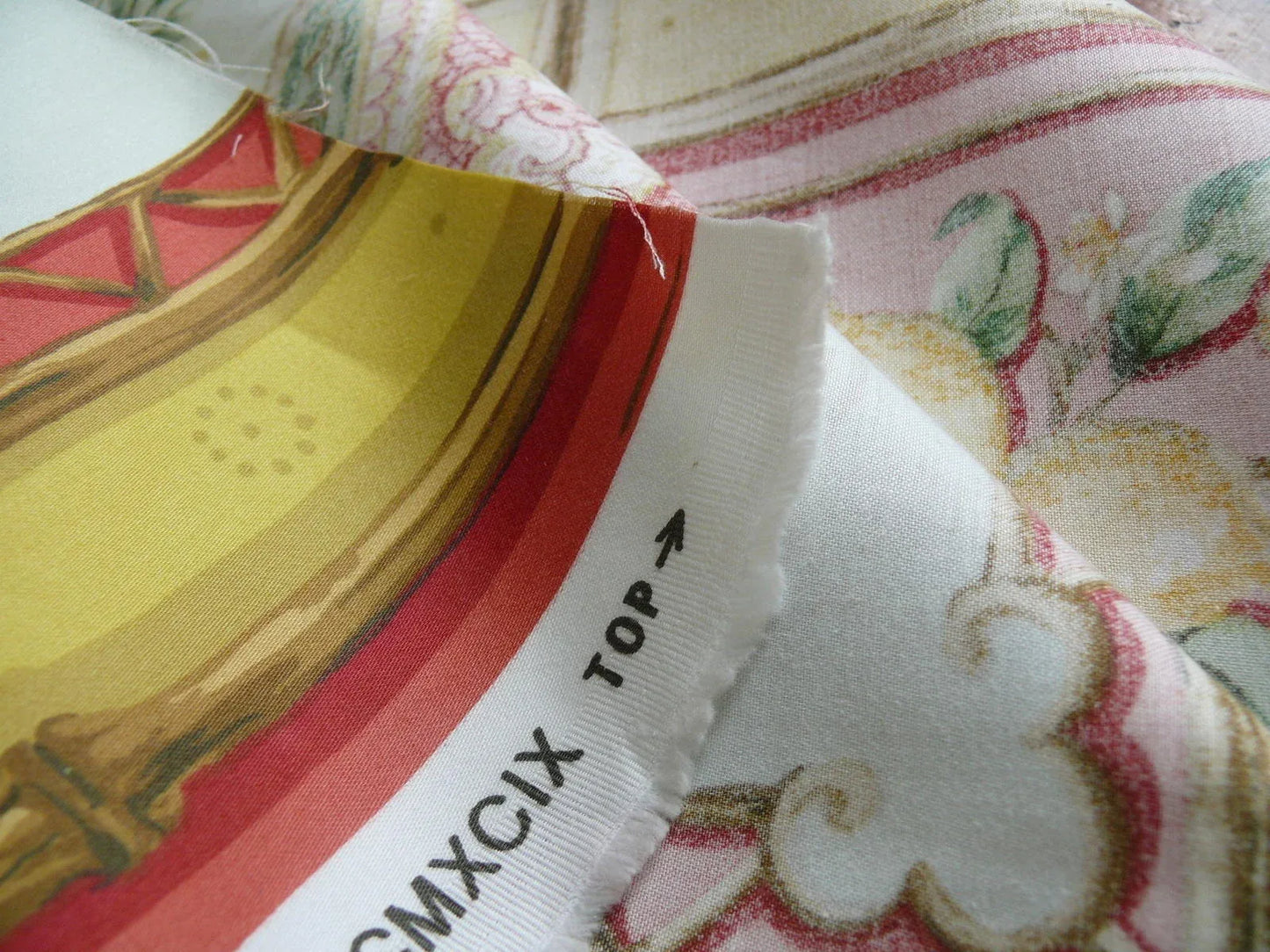 Tyler Hall "lemoncello" Lemon Tree Mandarin Bamboo Red Lattice On Cotton Satin Orangery Greenhouse by Dennis Lee