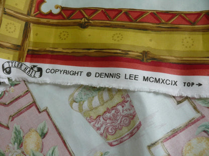 Tyler Hall "lemoncello" Lemon Tree Mandarin Bamboo Red Lattice On Cotton Satin Orangery Greenhouse by Dennis Lee