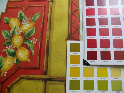 Tyler Hall "lemoncello" Lemon Tree Mandarin Bamboo Red Lattice On Cotton Satin Orangery Greenhouse by Dennis Lee