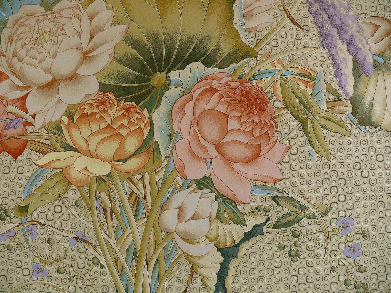 BRUNSCHWIG & FILS IMPERIAL LOTUS PRINT CHINOISERY VASE STUNNING