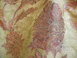 100% Silk Lampas Large Peony Paisley "firethorn" Red Green Gold
