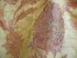 100% SILK LAMPAS LARGE PEONY PAISLEY "FIRETHORN" RED