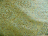 100% SILK LAMPAS SMALL JEWELLED PAISLEY "TOURMALINE" GREEN