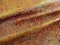 100% SILK LAMPAS SMALL JEWELLED PAISLEY "JEWEL" ORANGE