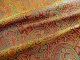 100% SILK LAMPAS SMALL JEWELLED PAISLEY "JEWEL" ORANGE
