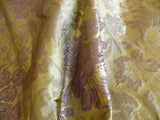By Yd Hiend 100%silk Lampas Peony Bush "lilac" Purple Yellow Green 560 Lilac
