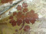 By Yd Hiend 100%silk Lampas Peony Bush "cognac" Brown Gray Beige 560 Cognac
