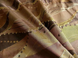 100% Silk Lampas Music Note "tortoise" Brown Gold Green Art Deco