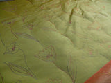 100% Silk Lampas Tulip "green" Mod Picasso Modern Abstract Flora Thick MSRP USD 300+/Y