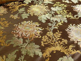 100% SILK LAMPAS REALISTIC STEMMED CHRYSANTHEMUMS "BRANCH" BROWN