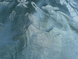 100% SILK DAMASK CHINOISERIE MUSIC GARDEN "ASPEN" TURQUOISE BTY