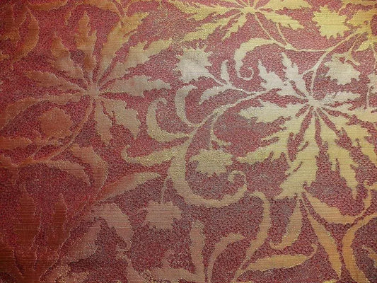 100% SILK JAQUARD PALM LEAF "BRANCH" RED