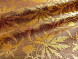 by yard 100% Silk Jacquard Palm Japanese Maple Leaf Foliage Magic "Chestnut" Brown Gold