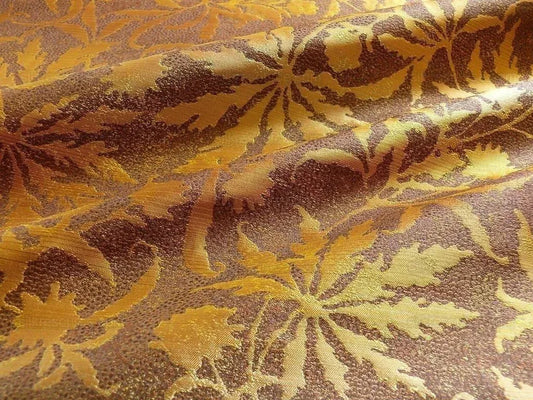 100% SILK JAQUARD PALM LEAF "CHESTNUT" BROWN