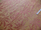 by yard 100% Silk Jacquard Palm Japanese Maple Leaf Foliage Magic "parfait" Pink Red Gold