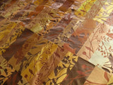 High End Art Nouveau  100% Silk Lampas Botanical Silhouette Rectangles "branch" Brown Gold Copper
