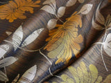 By yard 100% Silk Lampas Bali Breeze "sumatra" Brown Tropical Reversible