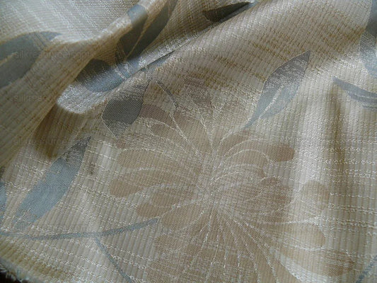 100% SILK LAMPAS BALI BREEZE "LINEN" KHAKI