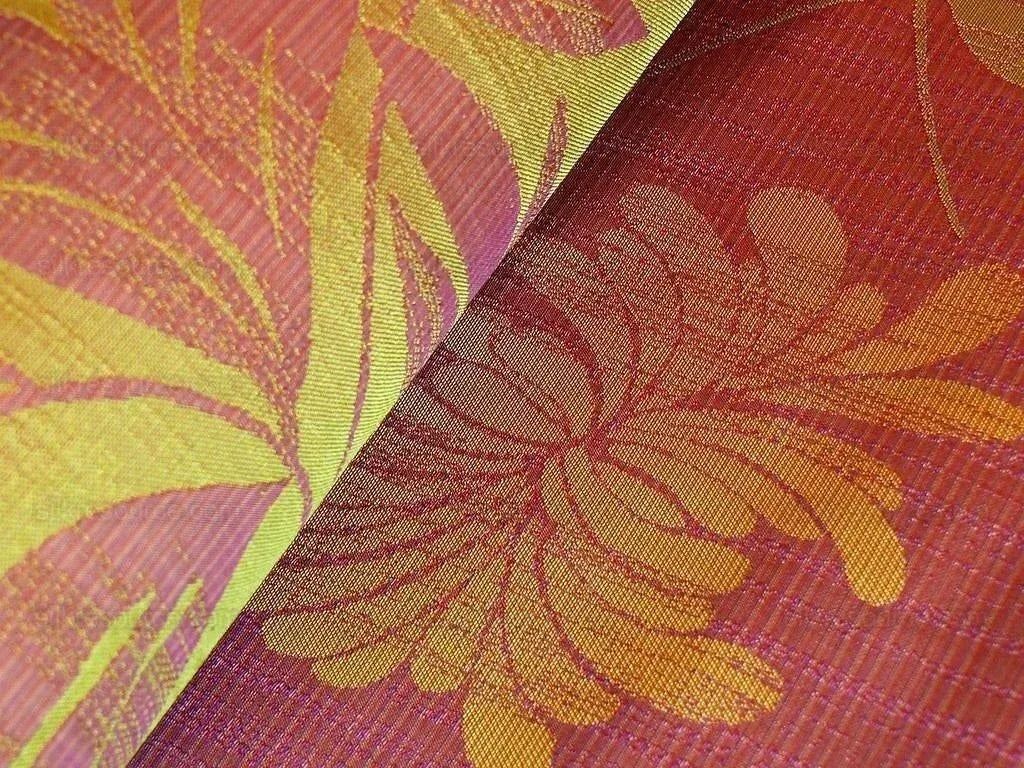 100% SILK LAMPAS BALI BREEZE "MULBERRY" MAGENTA