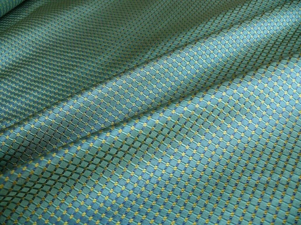 100% SILK JACQUARD DASHED SQUARE TEXTURE "MYSTIC" BLUE