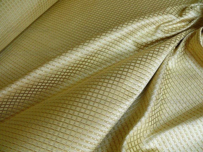 100% SILK JACQUARD DASHED SQUARE TEXTURE "SESAME" GOLD