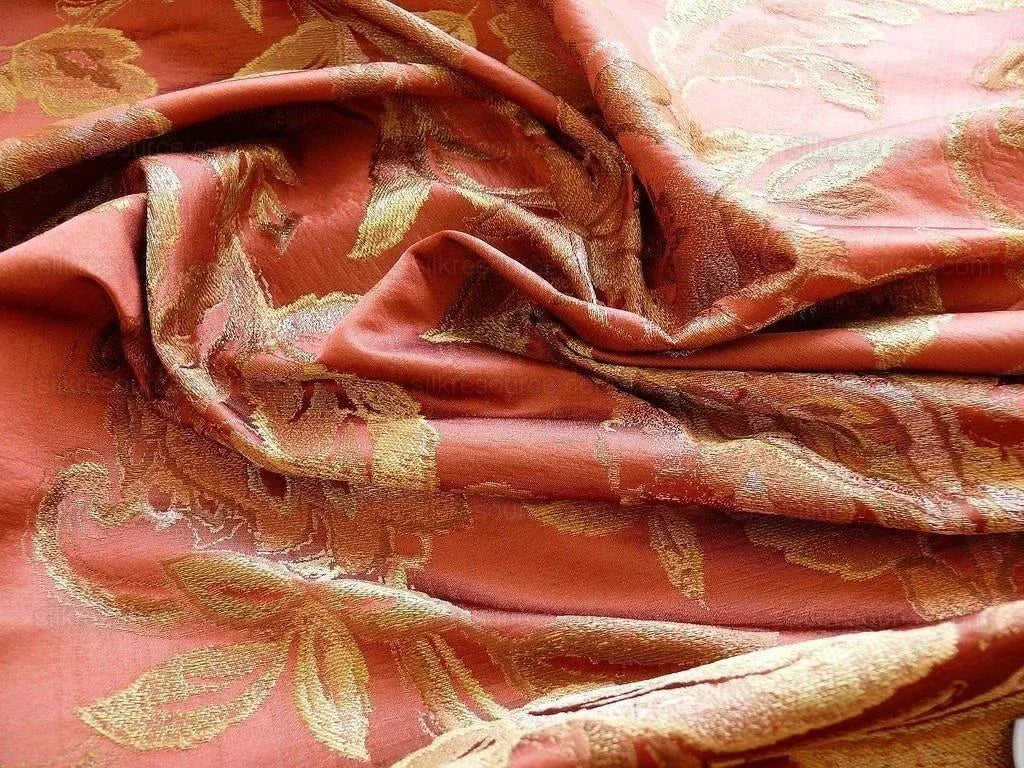 Rm Coco 100%silk Lampas Gilded Paisley Rose Brick Red Green Gold MSRP USD 267.90/Y