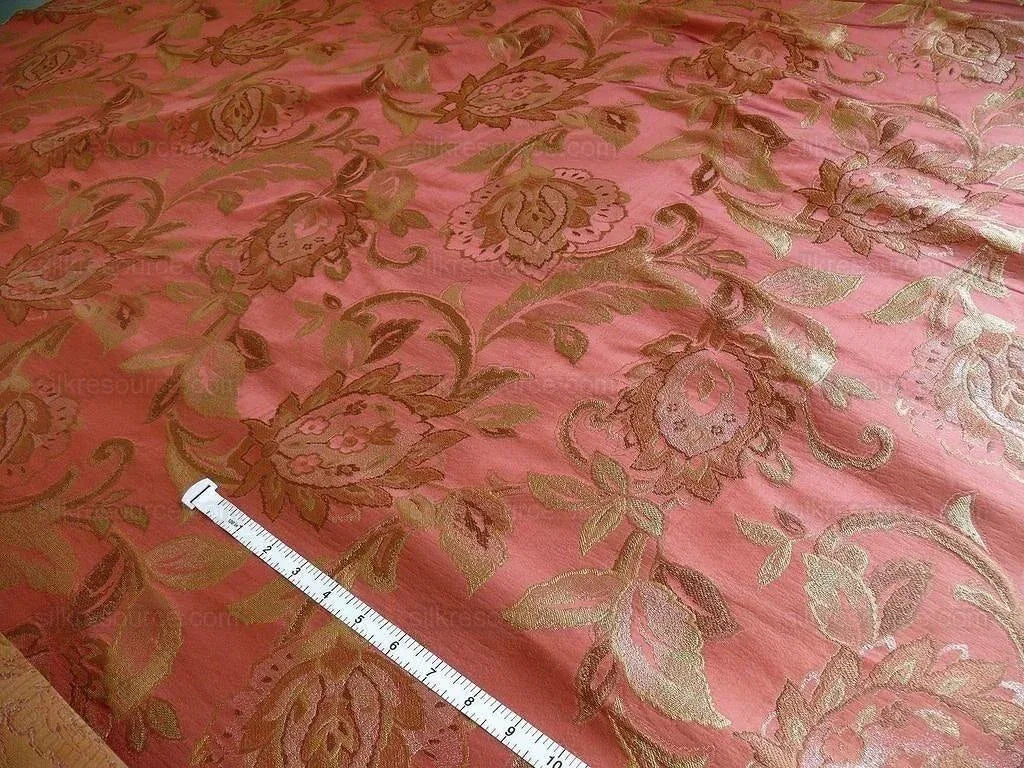 Rm Coco 100%silk Lampas Gilded Paisley Rose Brick Red Green Gold MSRP USD 267.90/Y