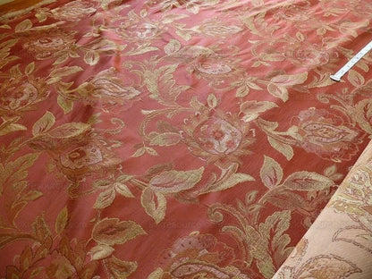 Rm Coco 100%silk Lampas Gilded Paisley Rose Brick Red Green Gold MSRP USD 267.90/Y