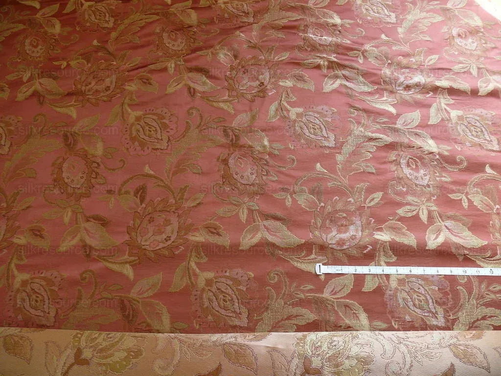 Rm Coco 100%silk Lampas Gilded Paisley Rose Brick Red Green Gold MSRP USD 267.90/Y