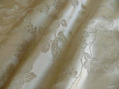 100% Silk Damask Summer Berry on Vine Cream Nimbus Art Nouveau William Morris