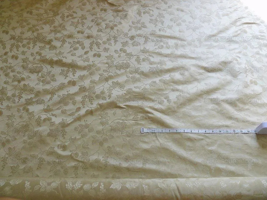 100% Silk Damask Summer Berry on Vine Cream Nimbus Art Nouveau William Morris