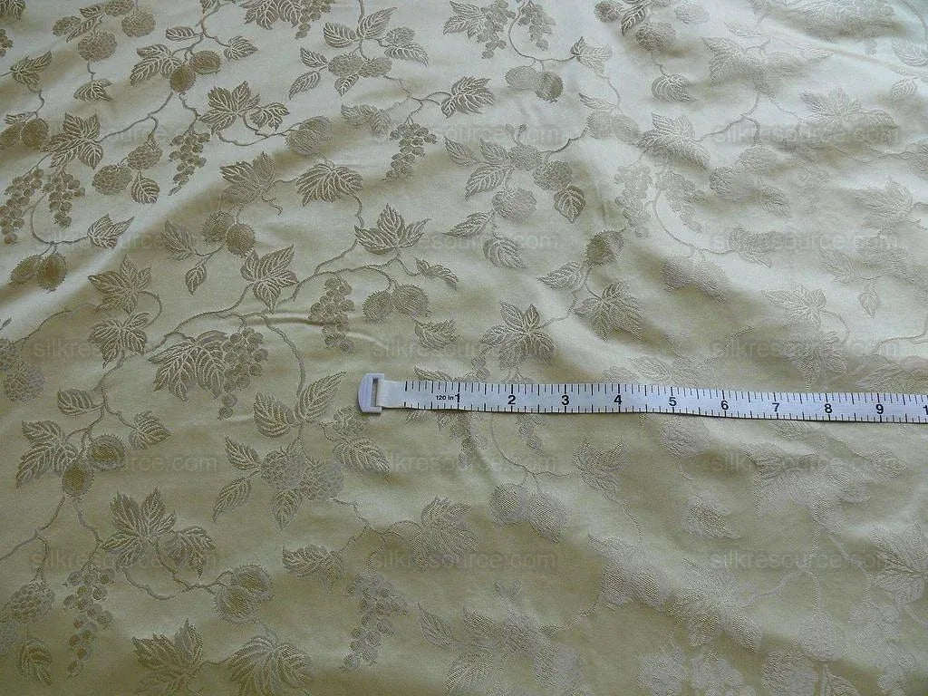 100% Silk Damask Summer Berry on Vine Cream Nimbus Art Nouveau William Morris