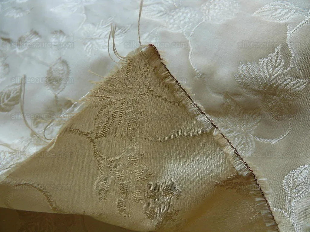 100% Silk Damask Summer Berry on Vine Cream Nimbus Art Nouveau William Morris