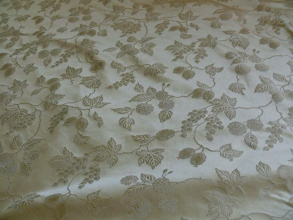 100% Silk Damask Summer Berry on Vine Cream Nimbus Art Nouveau William Morris