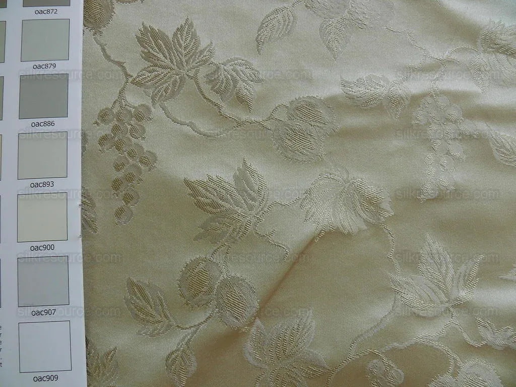100% Silk Damask Summer Berry on Vine Cream Nimbus Art Nouveau William Morris