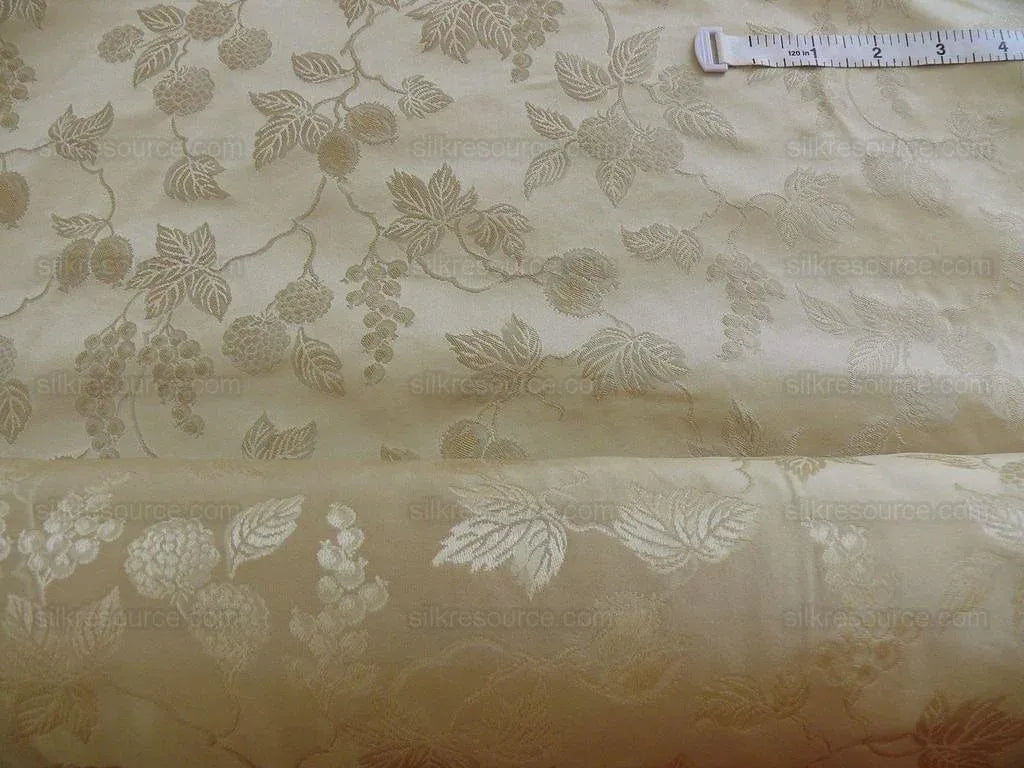 100% Silk Damask Summer Berry on Vine Cream Nimbus Art Nouveau William Morris