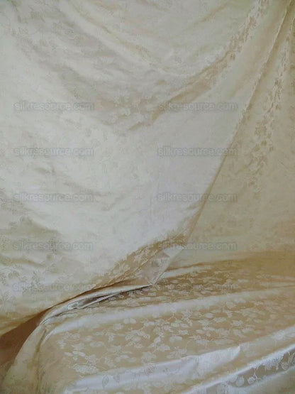 100% Silk Damask Summer Berry on Vine Cream Nimbus Art Nouveau William Morris